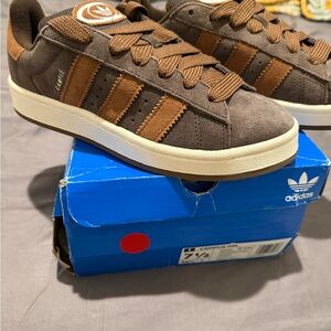 adidas Brown Suede Sneakers with Tan Stripes